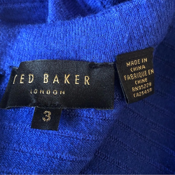 Ted Baker Royal Blue Zaralia Fit & Flare Knit Dress Full Skirt Bodice Cut Outs - Picture 14 of 15